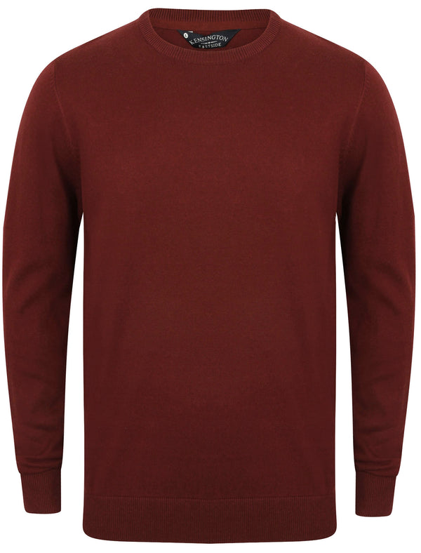 Milson Crew Neck Cotton Jumper In Oxblood - Kensington Eastside