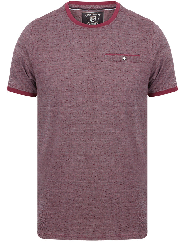Murdoch Jacquard Cotton T-Shirt With Mock Pocket In Baroque Rose - Kensington Eastside