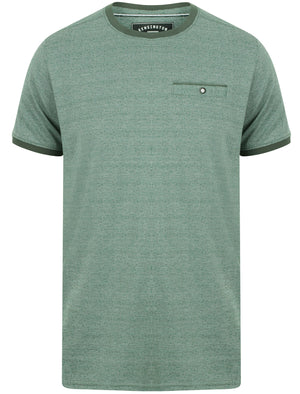 Murdoch Jacquard Cotton T-Shirt With Mock Pocket In Dark Forest - Kensington Eastside
