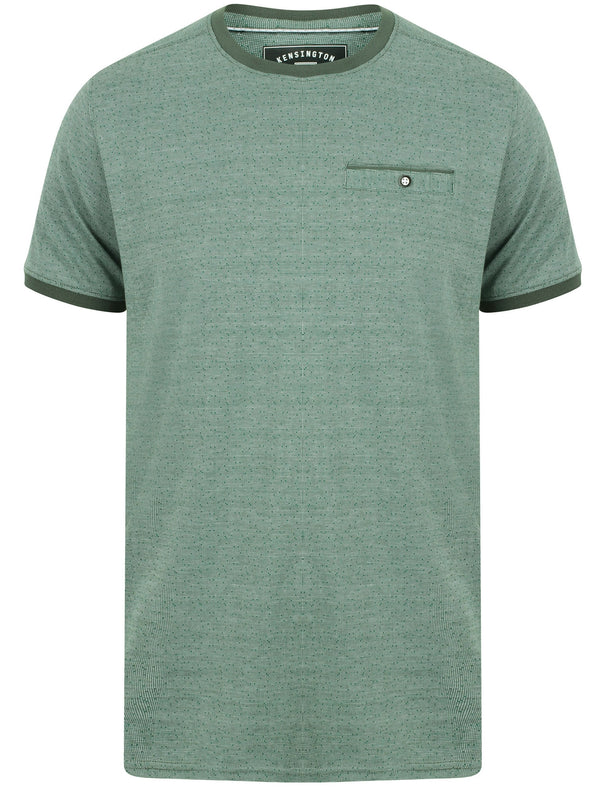 Murdoch Jacquard Cotton T-Shirt With Mock Pocket In Dark Forest - Kensington Eastside