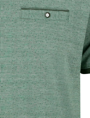 Murdoch Jacquard Cotton T-Shirt With Mock Pocket In Dark Forest - Kensington Eastside
