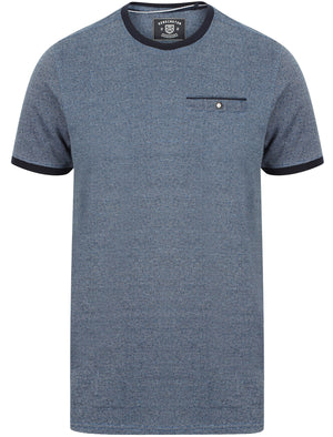 Murdoch Jacquard Cotton T-Shirt With Mock Pocket In Sea Surf Blue - Kensington Eastside
