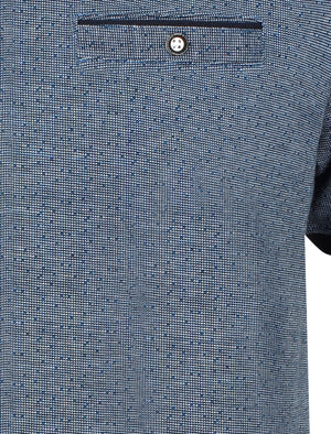 Murdoch Jacquard Cotton T-Shirt With Mock Pocket In Sea Surf Blue - Kensington Eastside