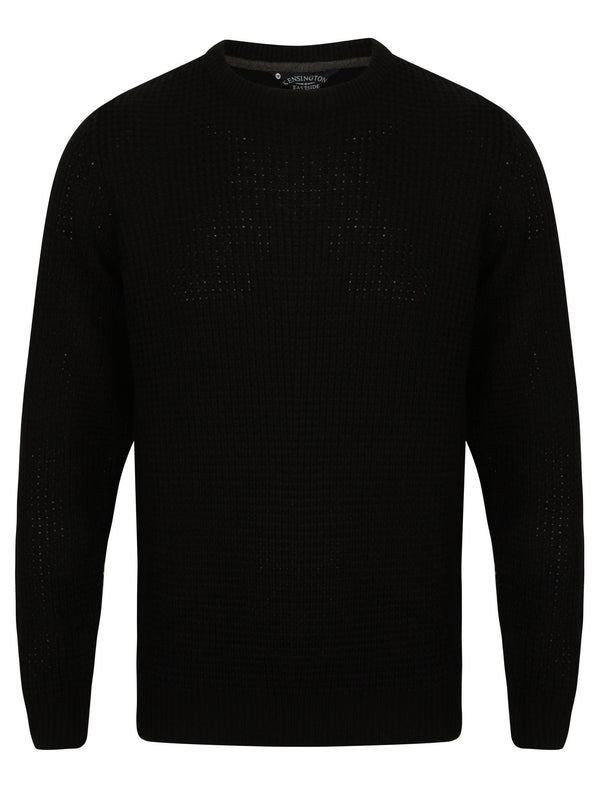 Novi Crew Neck Texture Knitted Jumper in Black - Kensington Eastside