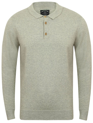 Octo Long Sleeve Cotton Polo Shirt in Light Grey Marl - Kensington Eastside