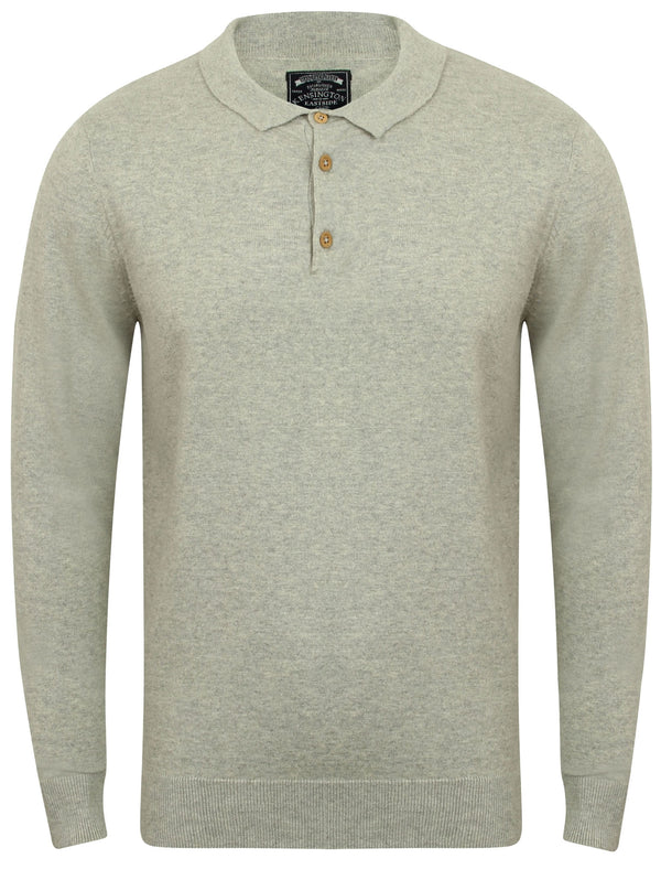 Octo Long Sleeve Cotton Polo Shirt in Light Grey Marl - Kensington Eastside