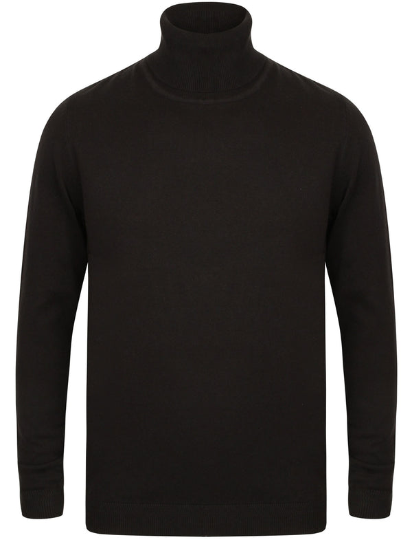 Range Roll Neck Knitted Jumper in Black - Kensington Eastside