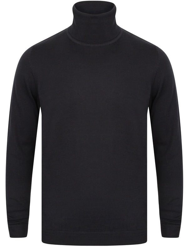 Range Roll Neck Knitted Jumper in Dark Navy - Kensington Eastside