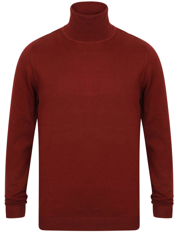 Range Roll Neck Knitted Jumper in Oxblood - Kensington Eastside