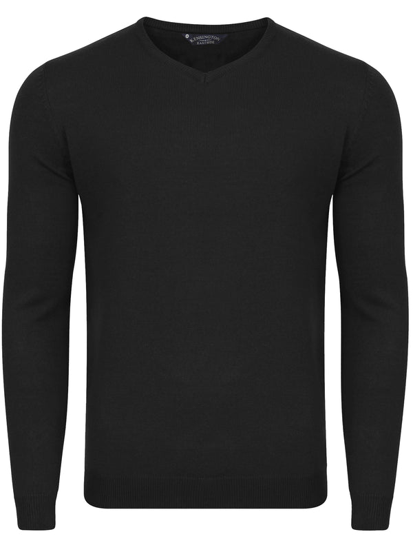 Renold V Neck Jumper in Black - Kensington Eastside