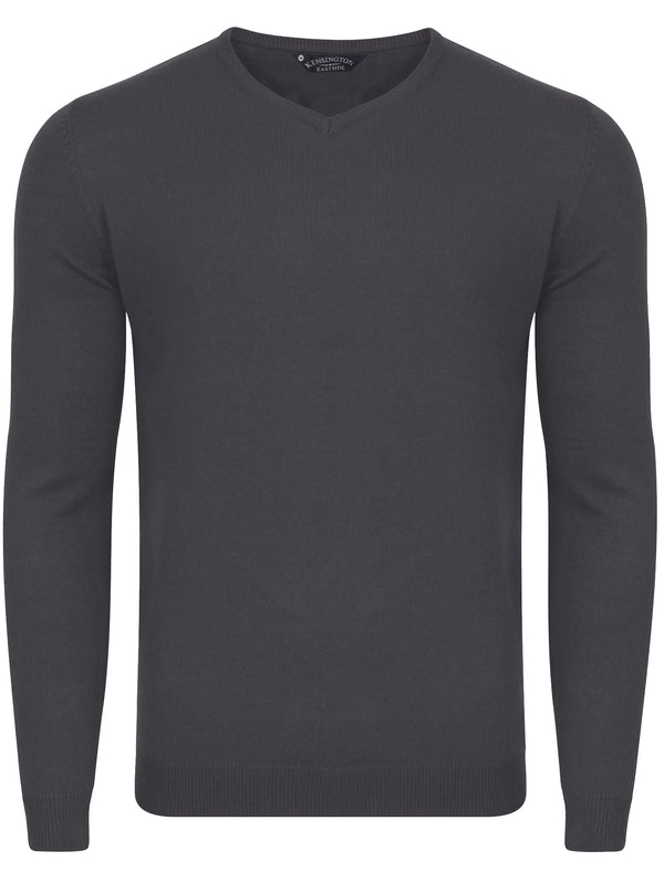 Renold V Neck Jumper In Charcoal - Kensington Eastside