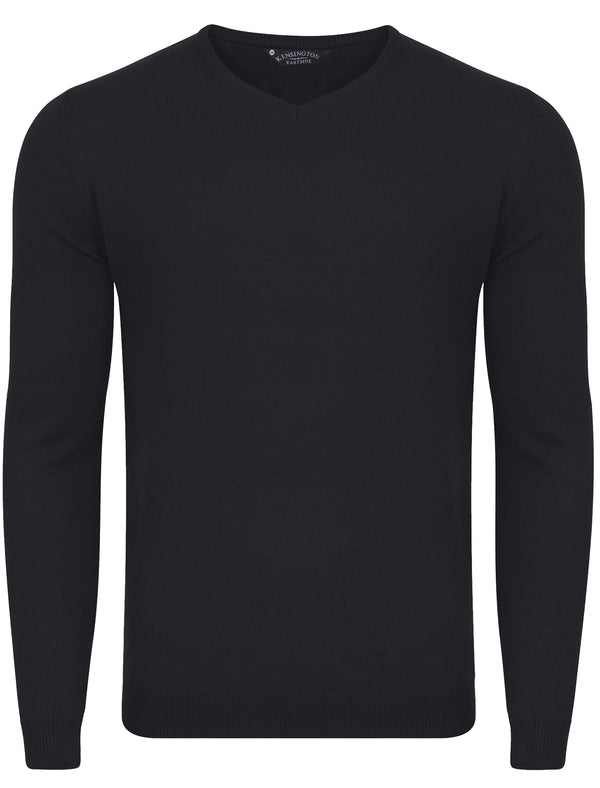 Renold V Neck Jumper In Dark Navy - Kensington Eastside