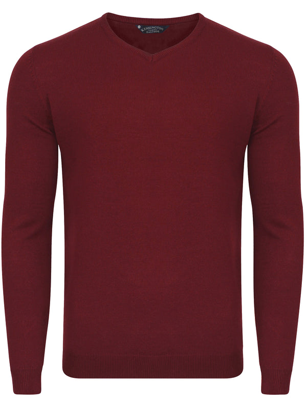 Renold V Neck Jumper In Red - Kensington Eastside