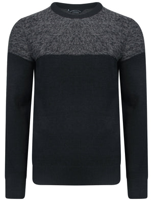 Scoughall Colour Block Knitted Jumper in Dark Navy - Kensington Eastside