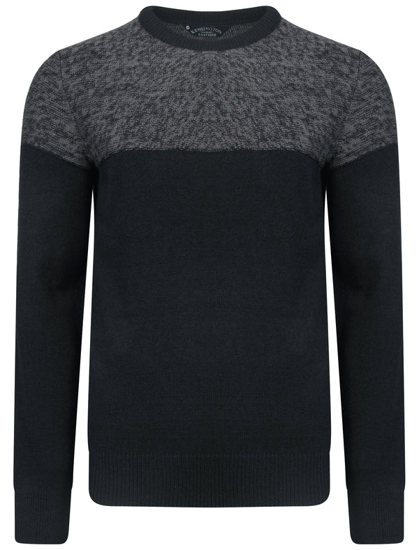 Scoughall Colour Block Knitted Jumper in Dark Navy - Kensington Eastside