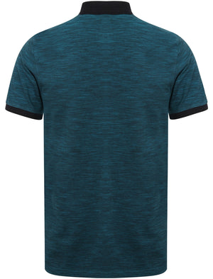 Hester Cotton Pique Polo Shirt in Teal/Navy Birdseye Space Dye - Kensington Eastside