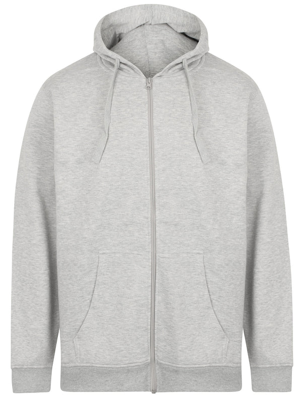 Kesler Brush Back Fleece Basic Zip Through Hoodie In Light Grey Marl