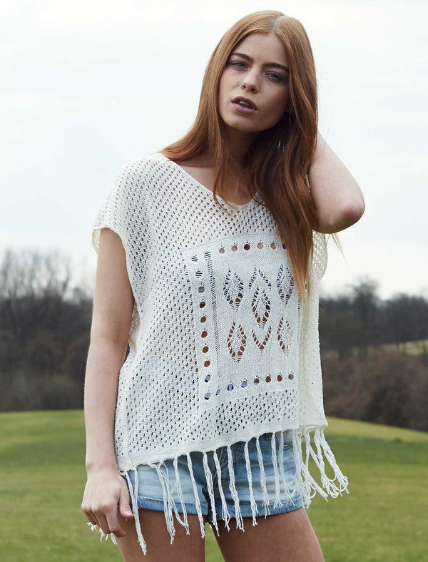 Plum Tree Khan white knitted vest