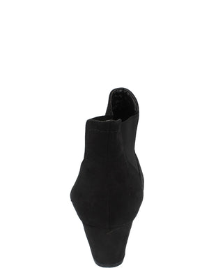 Elsie Elasticated Side Suedette Ankle Boots in Black