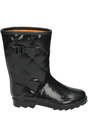 Emilia Quilted Wellington Boots in Black