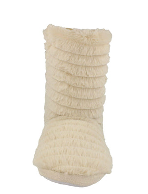 Luella Soft Faux Fur Slipper Boots in Cream