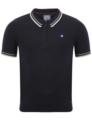 Le Shark Parker navy knitted polo shirt