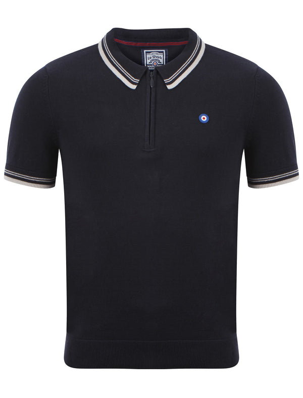Le Shark Parker navy knitted polo shirt