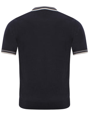 Le Shark Parker navy knitted polo shirt