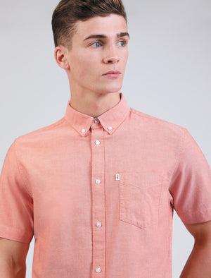 Lisburn Short Sleeve Cotton Shirt In Oxford Orange - Le Shark