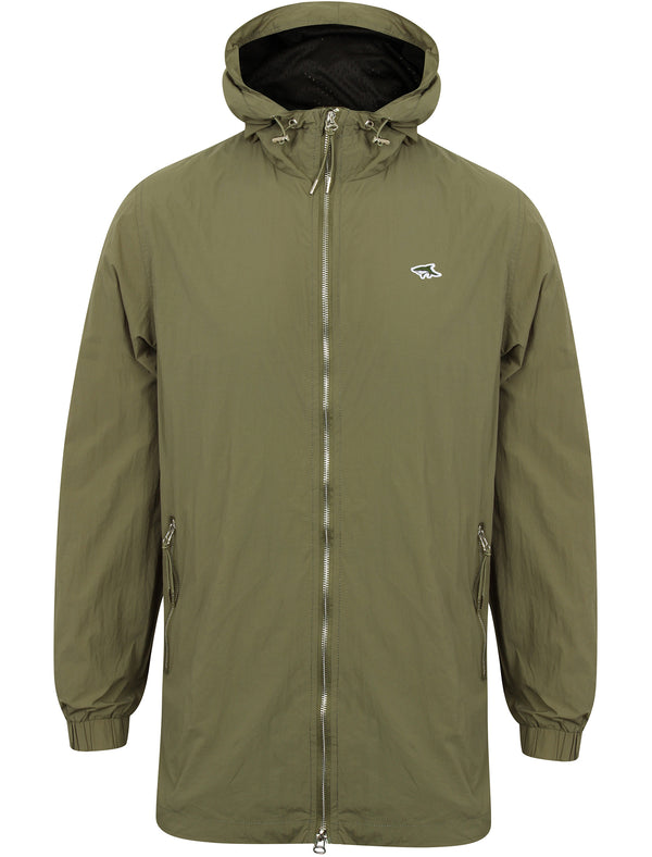 Limekiln Zip Through Anorak Jacket in Olive Green - Le Shark