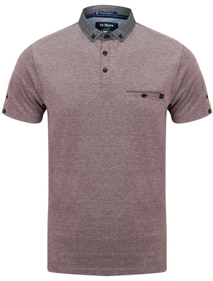Gavel Pique Polo Shirt with Printed Collar in Port - Le Shark