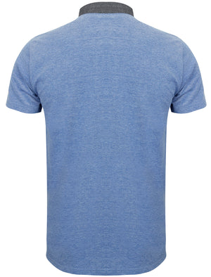 Gavel Pique Polo Shirt with Printed Collar in Vespa Blue - Le Shark