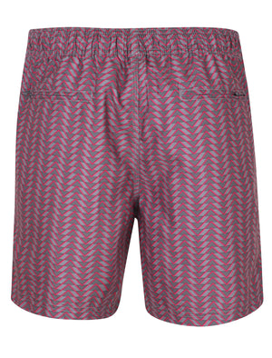 Angelos Chevron Print Swim Shorts In Charcoal - Le Shark