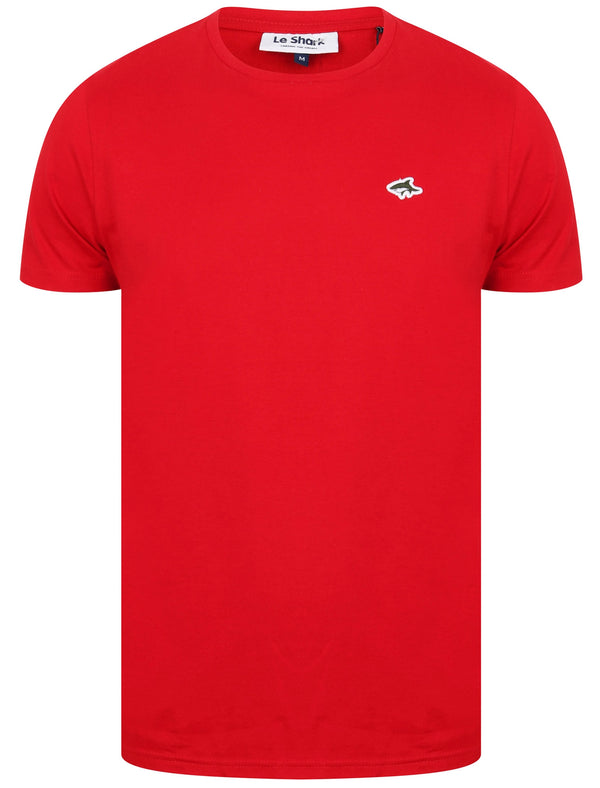Avenue Basic Cotton Crew Neck T-Shirt In Barados Cherry - Le Shark