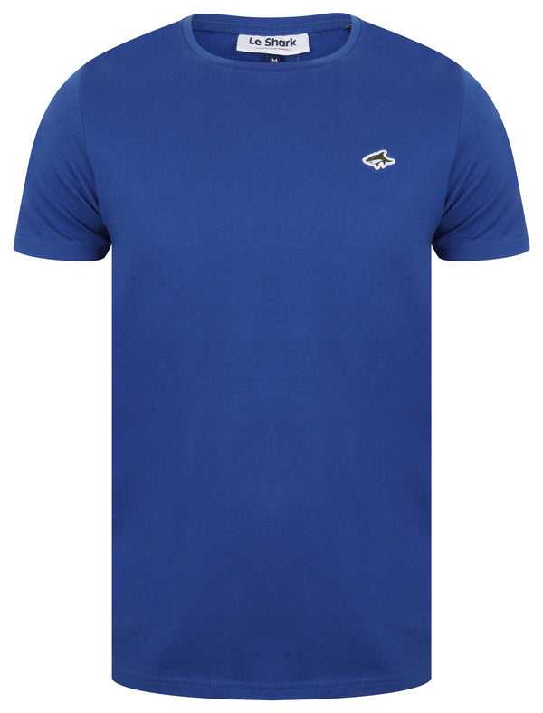 Avenue Basic Cotton Crew Neck T-Shirt In Sea Surf Blue - Le Shark