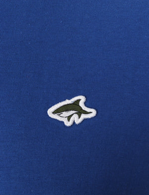 Avenue Basic Cotton Crew Neck T-Shirt In Sea Surf Blue - Le Shark