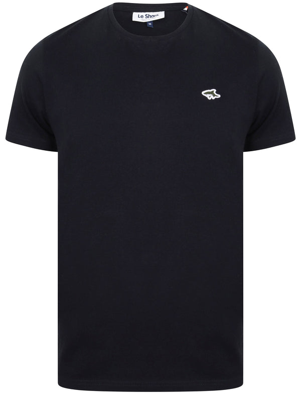 Avenue Basic Cotton Crew Neck T-Shirt In Sky Captain Navy - Le Shark
