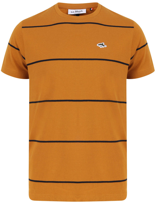 Barrack Striped Cotton Jersey T-Shirt In Buckthorn Brown - Le Shark