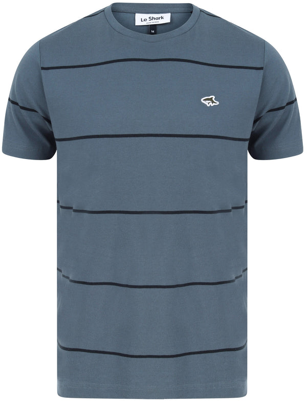 Barrack Striped Cotton Jersey T-Shirt In Vintage Indigo - Le Shark