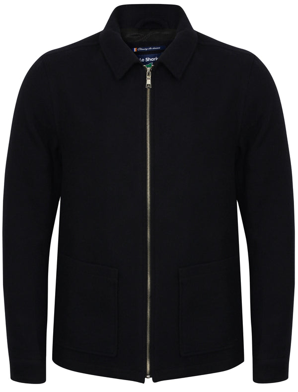 Birkbeck Wool Blend Harrington Jacket in Navy - Le Shark