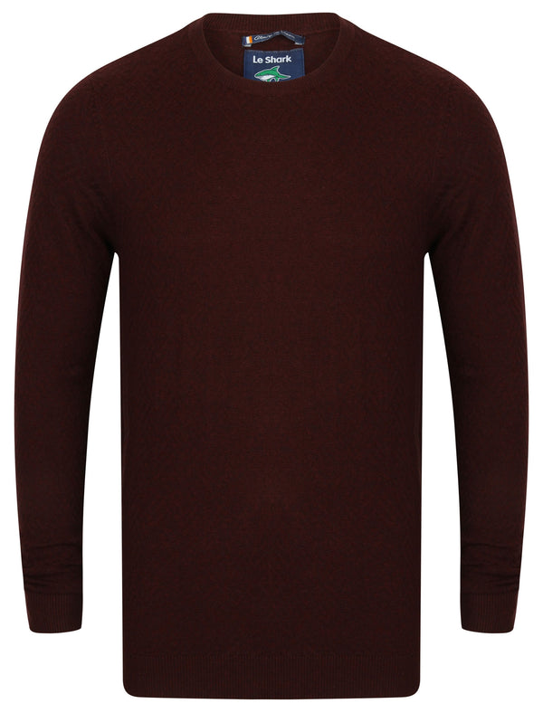 Branfield Cotton Crew Neck Jumper in Maroon Marl - Tokyo Laundry