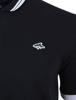 Brodlove Zip Up Polo Shirt in Navy - Le Shark