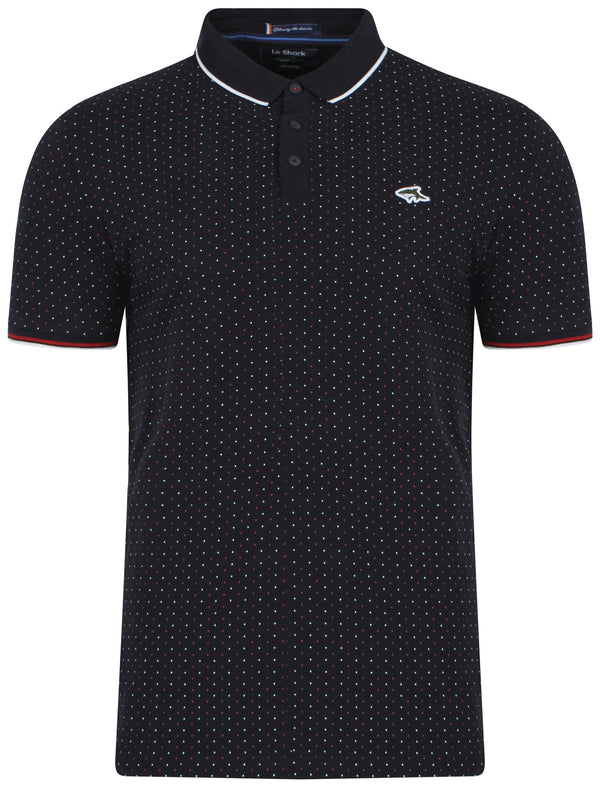 Brushwood Polkadot Polo Shirt in Navy - Le Shark