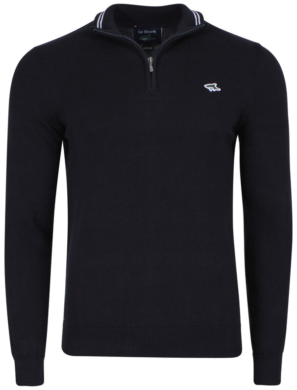 Bryon Zip up Jumper in Navy - Le Shark