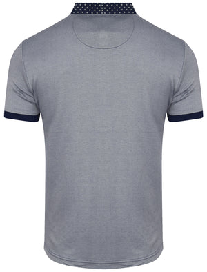 Chatham Patterned Collar Polo Shirt in True Navy - Le Shark