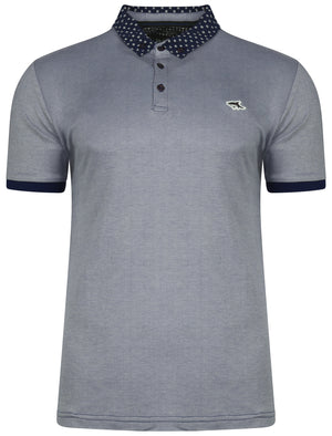 Chatham Patterned Collar Polo Shirt in True Navy - Le Shark