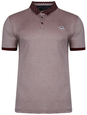 Chatham Patterned Collar Polo Shirt in Oxblood - Le Shark