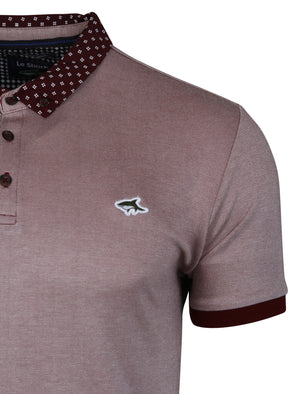 Chatham Patterned Collar Polo Shirt in Oxblood - Le Shark