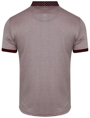Chatham Patterned Collar Polo Shirt in Oxblood - Le Shark