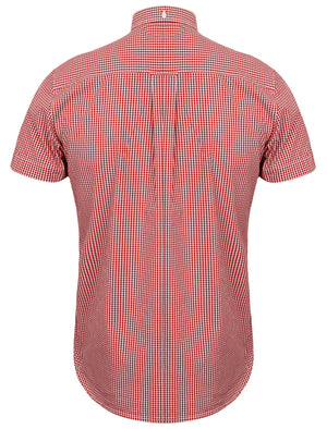 Clermont Short Sleeve Gingham Shirt in Rio Red - Le Shark